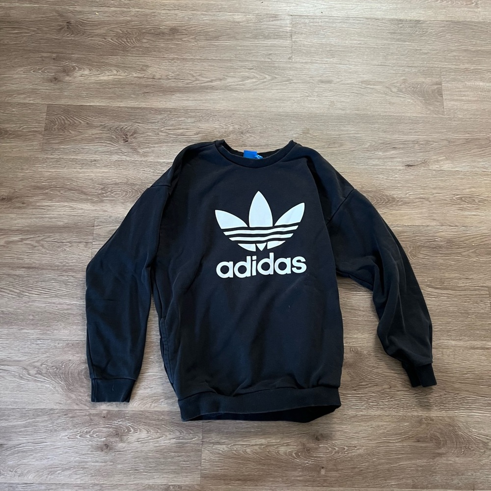 Adidas Black Crewneck Sweater Athletic Style